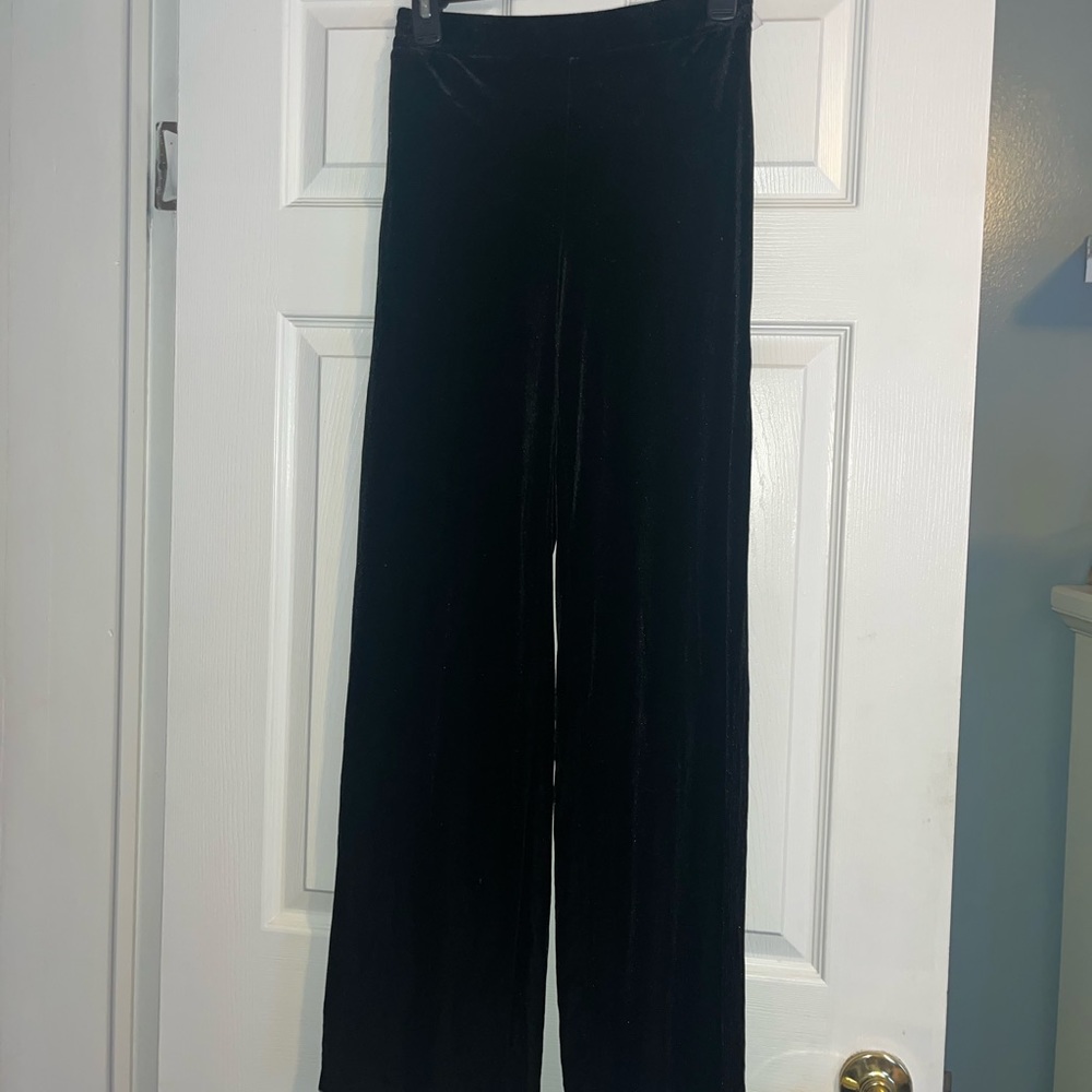 Lord & Taylor Design Lab Black Velvet Slit Pants